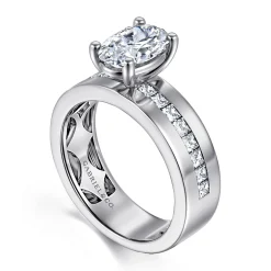 Clearance Gabriel & Co. Adley - 14K White Gold Wide Band Oval Diamond Engagement Ring