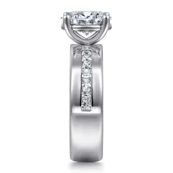 Clearance Gabriel & Co. Adley - 14K White Gold Wide Band Oval Diamond Engagement Ring