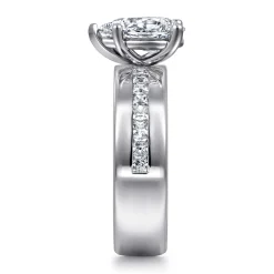 Gabriel & Co. Adley - 14K White Gold Wide Band Pear Shape Diamond Engagement Ring