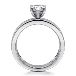 Gabriel & Co. Adley - 14K White Gold Wide Band Pear Shape Diamond Engagement Ring