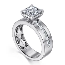 Hot Gabriel & Co. Adley - 14K White Gold Wide Band Princess Cut Diamond Engagement Ring