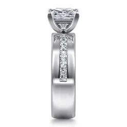 Hot Gabriel & Co. Adley - 14K White Gold Wide Band Princess Cut Diamond Engagement Ring
