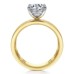 Hot Gabriel & Co. Adley - 14K Yellow-White Gold Wide Band Round Diamond Engagement Ring
