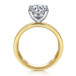 Outlet Gabriel & Co. Adley - 14K Yellow-White Gold Wide Band Round Diamond Engagement Ring