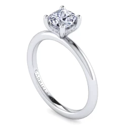 Discount Gabriel & Co. Ady - 14K White Gold Cushion Hidden Halo Diamond Engagement Ring
