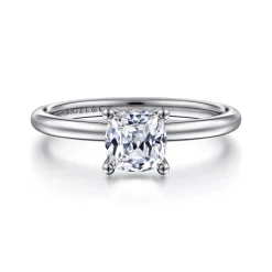 Discount Gabriel & Co. Ady - 14K White Gold Cushion Hidden Halo Diamond Engagement Ring