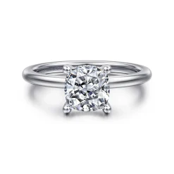 Gabriel & Co. Ady - 14K White Gold Hidden Halo Cushion Diamond Engagement Ring