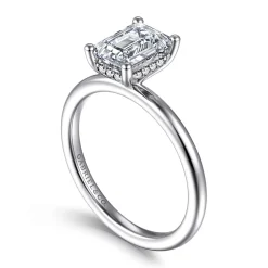 Outlet Gabriel & Co. Ady - 14K White Gold Hidden Halo Emerald Cut Diamond Engagement Ring