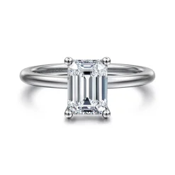 Outlet Gabriel & Co. Ady - 14K White Gold Hidden Halo Emerald Cut Diamond Engagement Ring