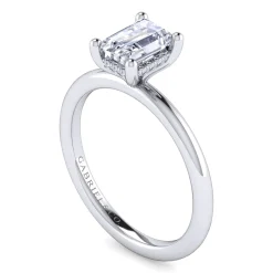 Discount Gabriel & Co. Ady - 14K White Gold Hidden Halo Emerald Cut Diamond Engagement Ring