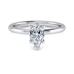 Hot Gabriel & Co. Ady - 14K White Gold Hidden Halo Pear Shape Diamond Engagement Ring