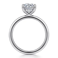 New Gabriel & Co. Ady - 14K White Gold Hidden Halo Round Diamond Engagement Ring