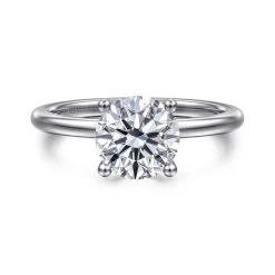New Gabriel & Co. Ady - 14K White Gold Hidden Halo Round Diamond Engagement Ring