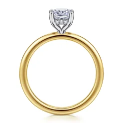 Gabriel & Co. Ady - 14K White-Yellow Gold Cushion Hidden Halo Diamond Engagement Ring