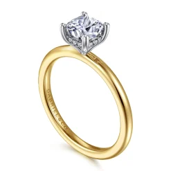 Gabriel & Co. Ady - 14K White-Yellow Gold Cushion Hidden Halo Diamond Engagement Ring