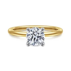Online Gabriel & Co. Ady - 14K White-Yellow Gold Hidden Halo Round Diamond Engagement Ring