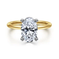 Discount Gabriel & Co. Ady - 14K White-Yellow Gold Hidden Halo Oval Diamond Engagement Ring