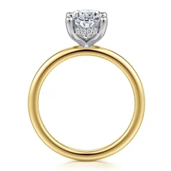Discount Gabriel & Co. Ady - 14K White-Yellow Gold Hidden Halo Oval Diamond Engagement Ring
