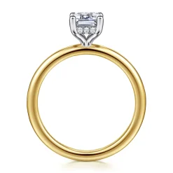 Sale Gabriel & Co. Ady - 14K White-Yellow Gold Hidden Halo Emerald Cut Diamond Engagement Ring