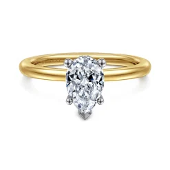 Best Gabriel & Co. Ady - 14K White-Yellow Gold Hidden Halo Pear Shape Diamond Engagement Ring
