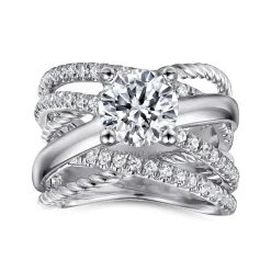 Clearance Gabriel & Co. Affection - 14K White Gold Free Form Round Diamond Engagement Ring