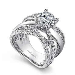 Clearance Gabriel & Co. Affection - 14K White Gold Free Form Round Diamond Engagement Ring