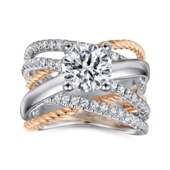 Clearance Gabriel & Co. Affection - 14K White-Rose Gold Free Form Round Diamond Engagement Ring
