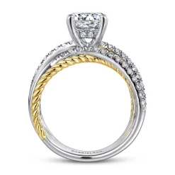 Sale Gabriel & Co. Affection - 14K White-Yellow Gold Free Form Round Diamond Engagement Ring