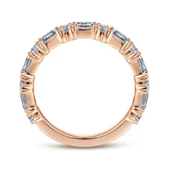 Gabriel & Co. Aggie - 14K Rose Gold Baguette and Round Diamond Anniversary Band - 0.95 ct