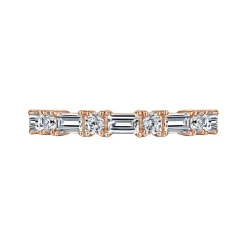 Gabriel & Co. Aggie - 14K Rose Gold Baguette and Round Diamond Anniversary Band - 0.95 ct