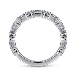 Discount Gabriel & Co. Aggie - 14K White Gold Baguette and Round Diamond Anniversary Band - 0.95 ct