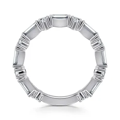 Clearance Gabriel & Co. Aggie - 14K White Gold Baguette and Round Diamond Anniversary Band - 1.61 ct