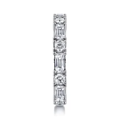 Clearance Gabriel & Co. Aggie - 14K White Gold Baguette and Round Diamond Anniversary Band - 1.61 ct