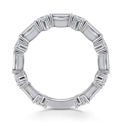 Sale Gabriel & Co. Aggie - 14K White Gold Baguette and Round Diamond Anniversary Band - 1.7 ct