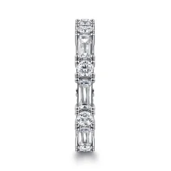 Sale Gabriel & Co. Aggie - 14K White Gold Baguette and Round Diamond Anniversary Band - 1.7 ct