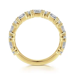 Sale Gabriel & Co. Aggie - 14K Yellow Gold Baguette and Round Diamond Anniversary Band - 0.95 ct