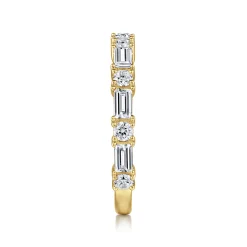 Sale Gabriel & Co. Aggie - 14K Yellow Gold Baguette and Round Diamond Anniversary Band - 0.95 ct