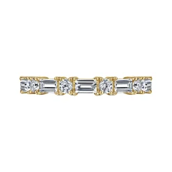 Sale Gabriel & Co. Aggie - 14K Yellow Gold Baguette and Round Diamond Anniversary Band - 0.95 ct