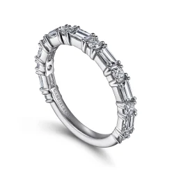 Gabriel & Co. Aggie - Platinum Baguette and Round Diamond Anniversary Band - 0.95 ct