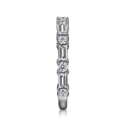 Gabriel & Co. Aggie - Platinum Baguette and Round Diamond Anniversary Band - 0.95 ct