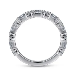 Gabriel & Co. Aggie - Platinum Baguette and Round Diamond Anniversary Band - 0.95 ct