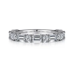 Gabriel & Co. Aggie - Platinum Baguette and Round Diamond Anniversary Band - 0.95 ct