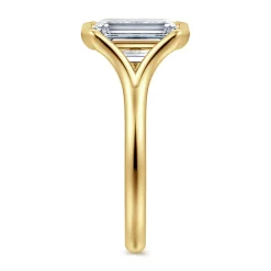 Gabriel & Co. Agnes - 14K Yellow Gold Bezel Set Emerald Cut Solitaire Diamond Engagement Ring