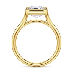 Gabriel & Co. Agnes - 14K Yellow Gold Bezel Set Emerald Cut Solitaire Diamond Engagement Ring