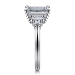 Sale Gabriel & Co. Aguilena - 14K White Gold Emerald Cut Five Stone Diamond Engagement Ring