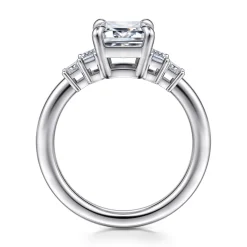 Sale Gabriel & Co. Aguilena - 14K White Gold Emerald Cut Five Stone Diamond Engagement Ring