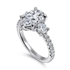 Gabriel & Co. Aidah - 14K White Pear Shape Three Stone Diamond Engagement Ring