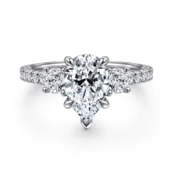Gabriel & Co. Aidah - 14K White Pear Shape Three Stone Diamond Engagement Ring