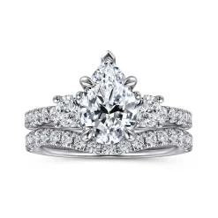 Gabriel & Co. Aidah - 14K White Pear Shape Three Stone Diamond Engagement Ring