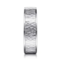 Outlet Gabriel & Co. Aiden - 14K White Gold 6mm - Men's Wedding Band in Hammered Finish